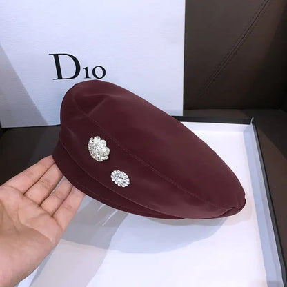 Trendy All-Match PU Beret Hat for Women