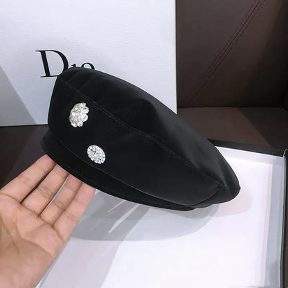 Trendy All-Match PU Beret Hat for Women