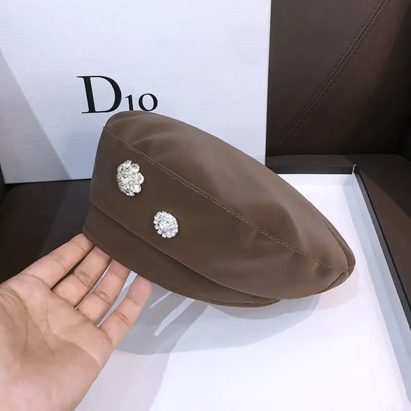 Trendy All-Match PU Beret Hat for Women